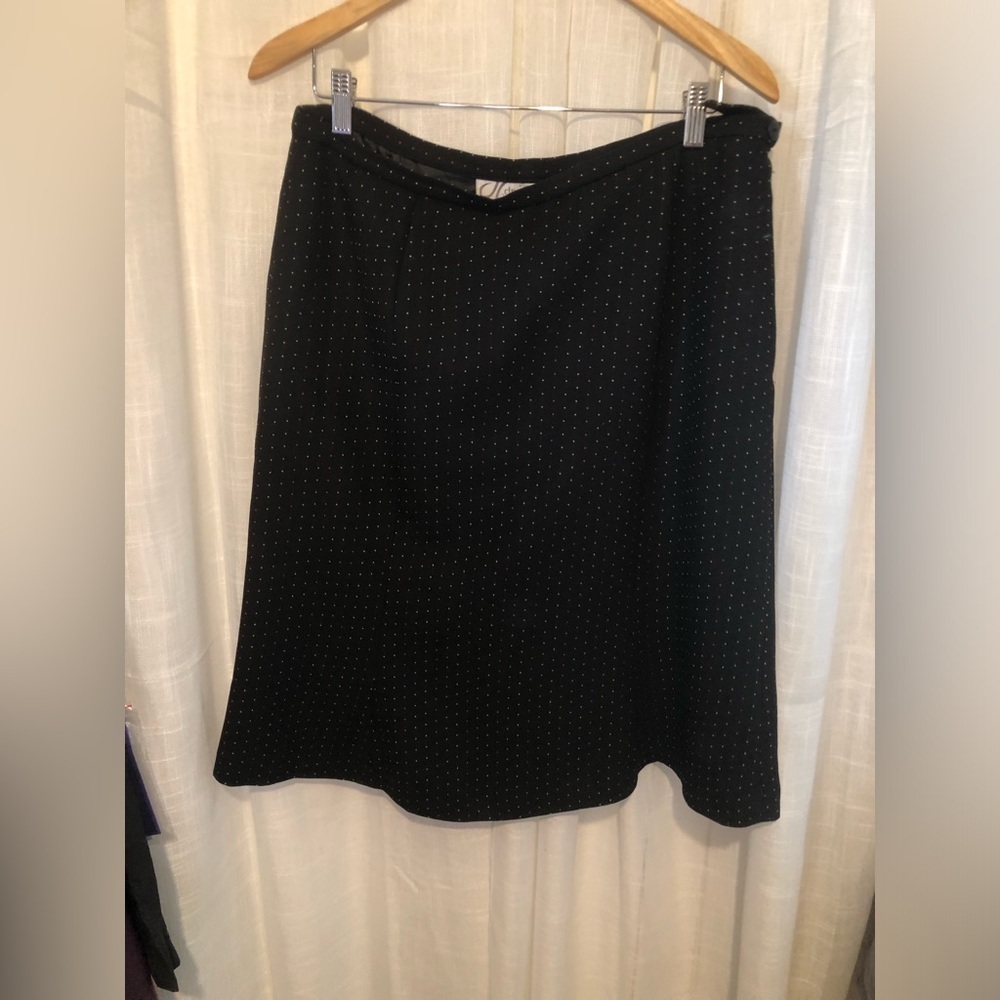 Dressbarn Black A-Line Skirt with Re and White Dots - Picture 2 of 8